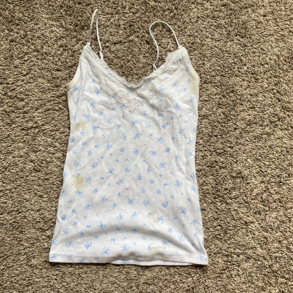 Hollister Floral Tank with Lace Detail